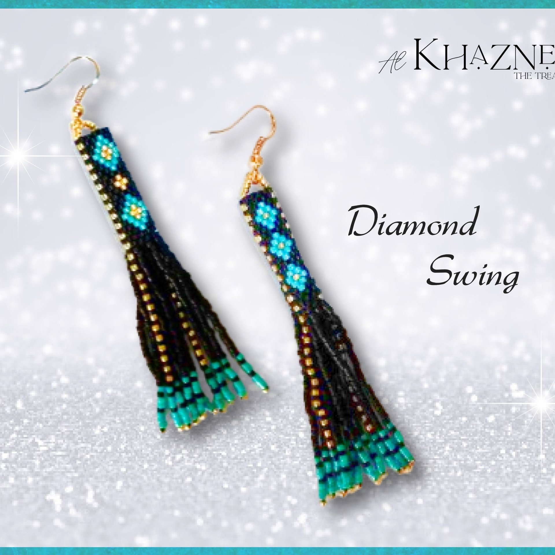 Brick Stitch & Fringe Earring Pattern "DIAMOND SWING"
