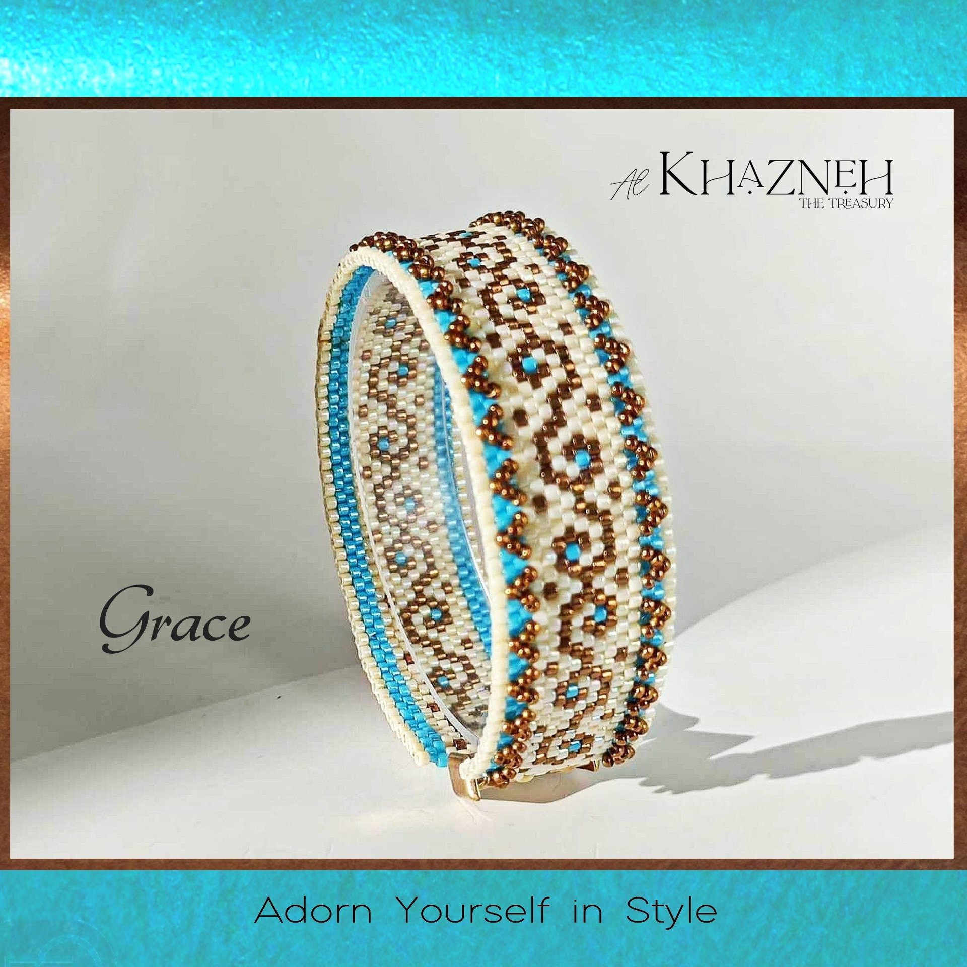 Odd Peyote bracelet pattern with Embellishment "GRACE"