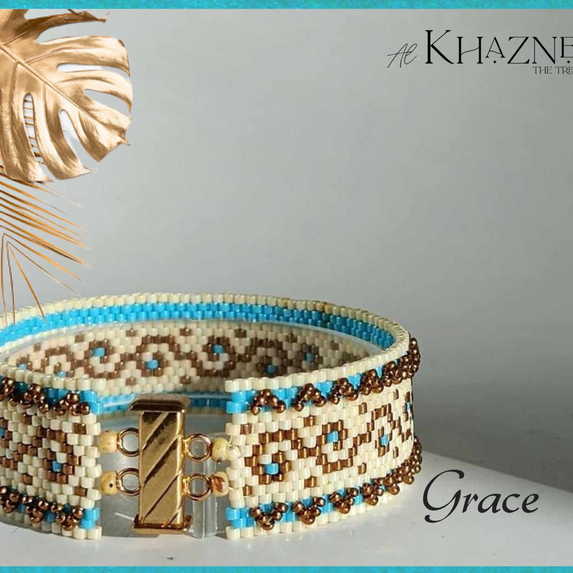 Odd Peyote bracelet pattern with Embellishment "GRACE"