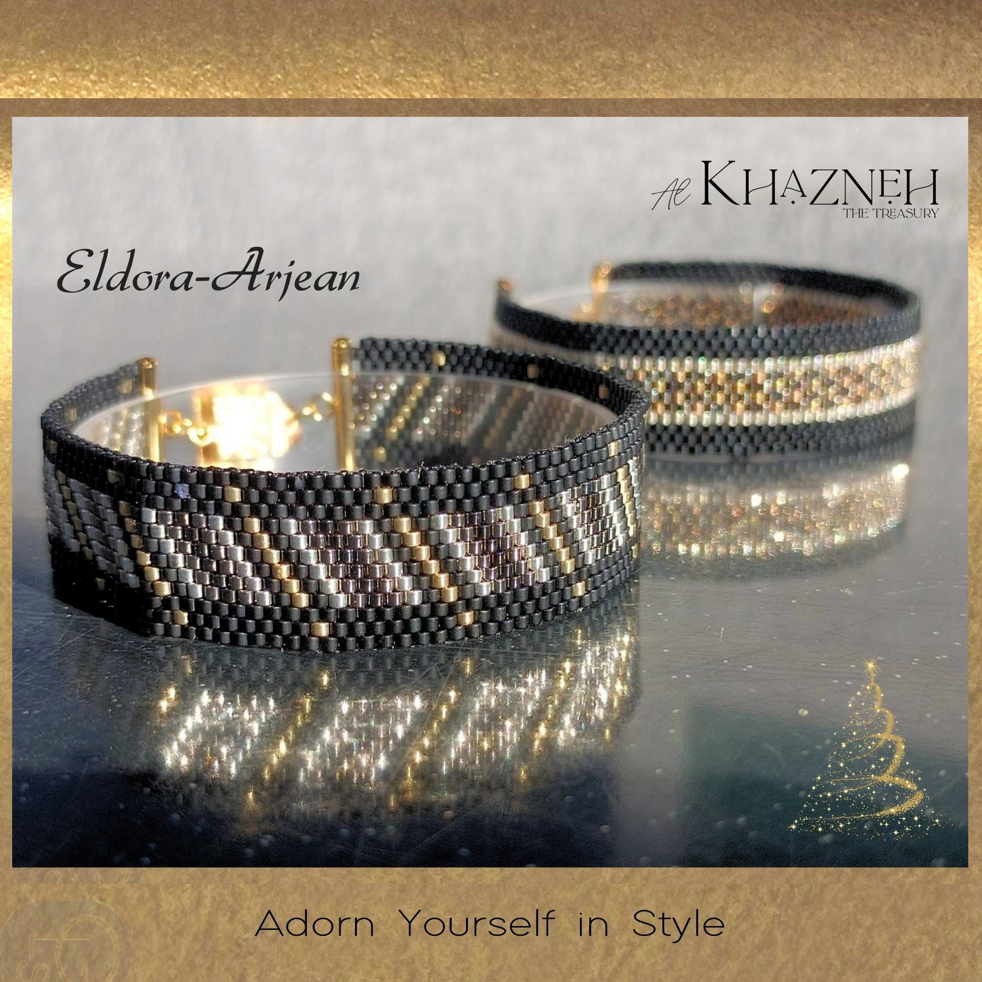 TWO Narrow Even Peyote Bracelet Patterns "ELDORA-ARJEAN"