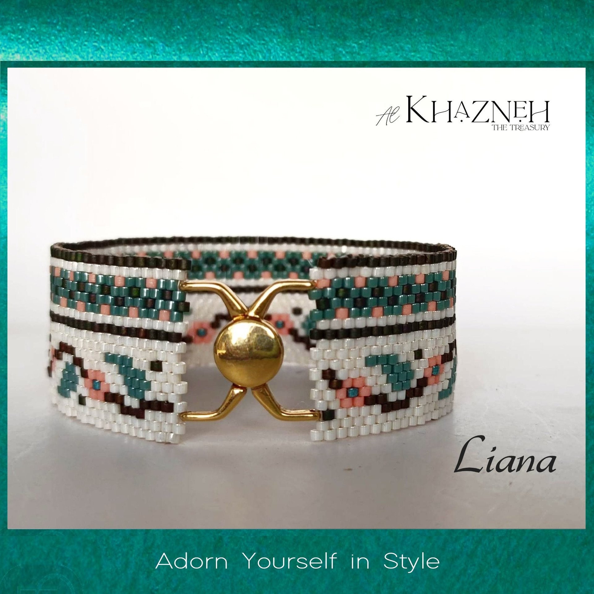 Even-Peyote Bracelet pattern with odd-peyote earrings set "LIANA"