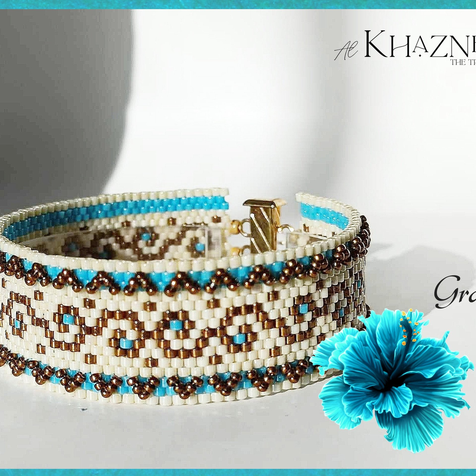 Odd Peyote bracelet pattern with Embellishment "GRACE"