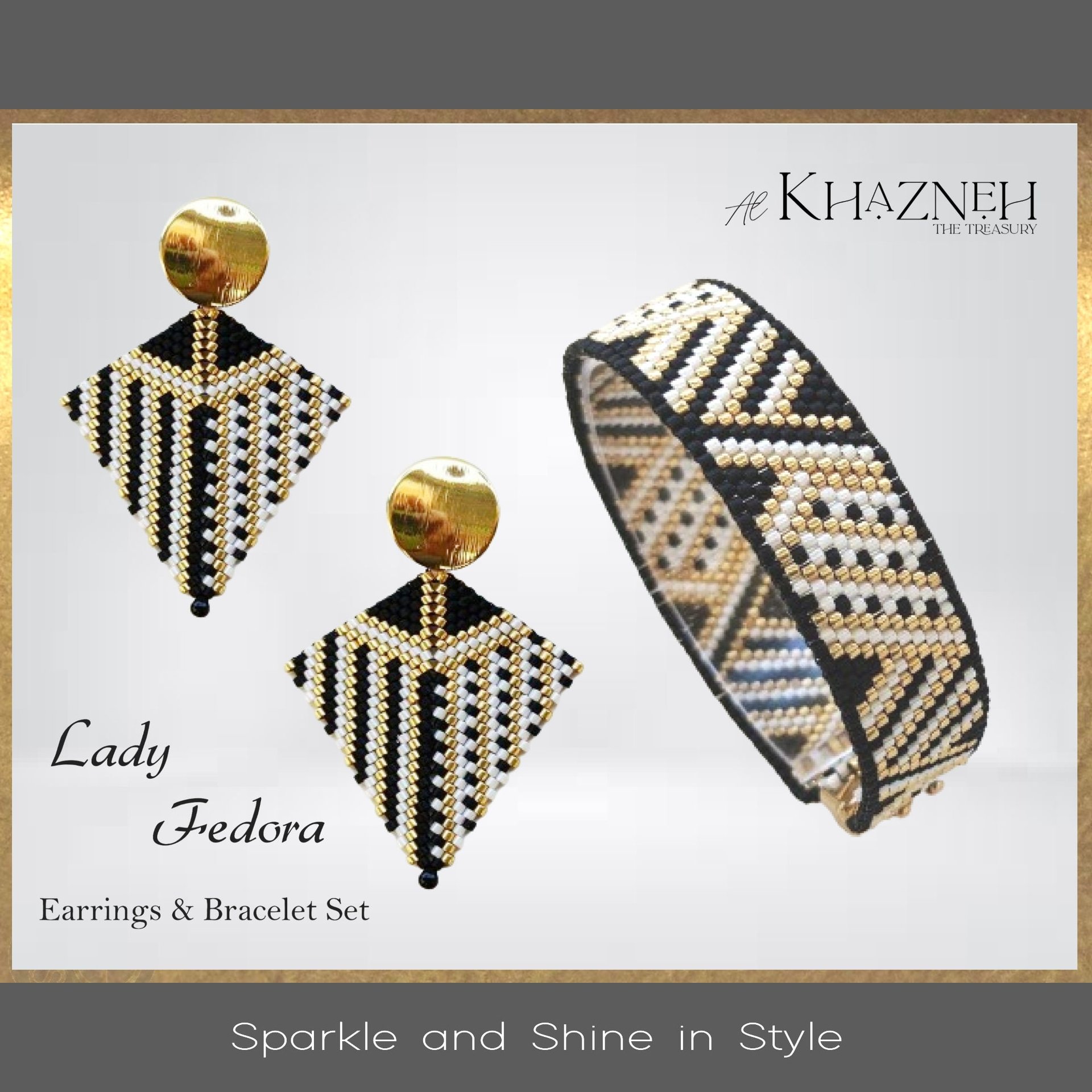 LADY FEDORA - Even Peyote Bracelet & Earrings Set
