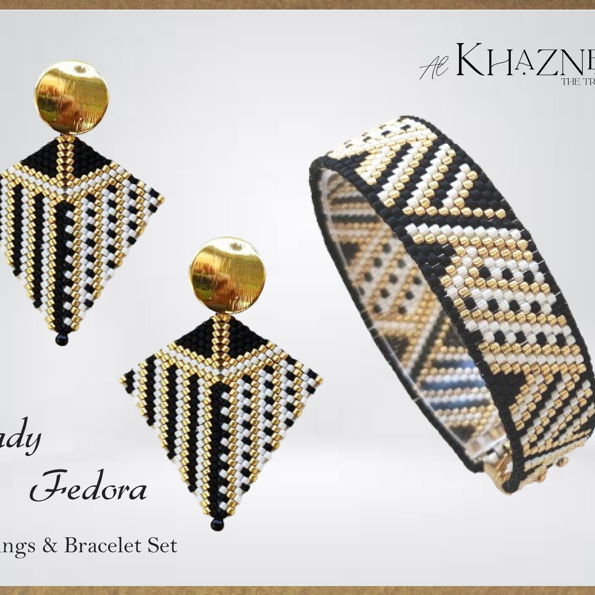LADY FEDORA - Even Peyote Bracelet & Earrings Set