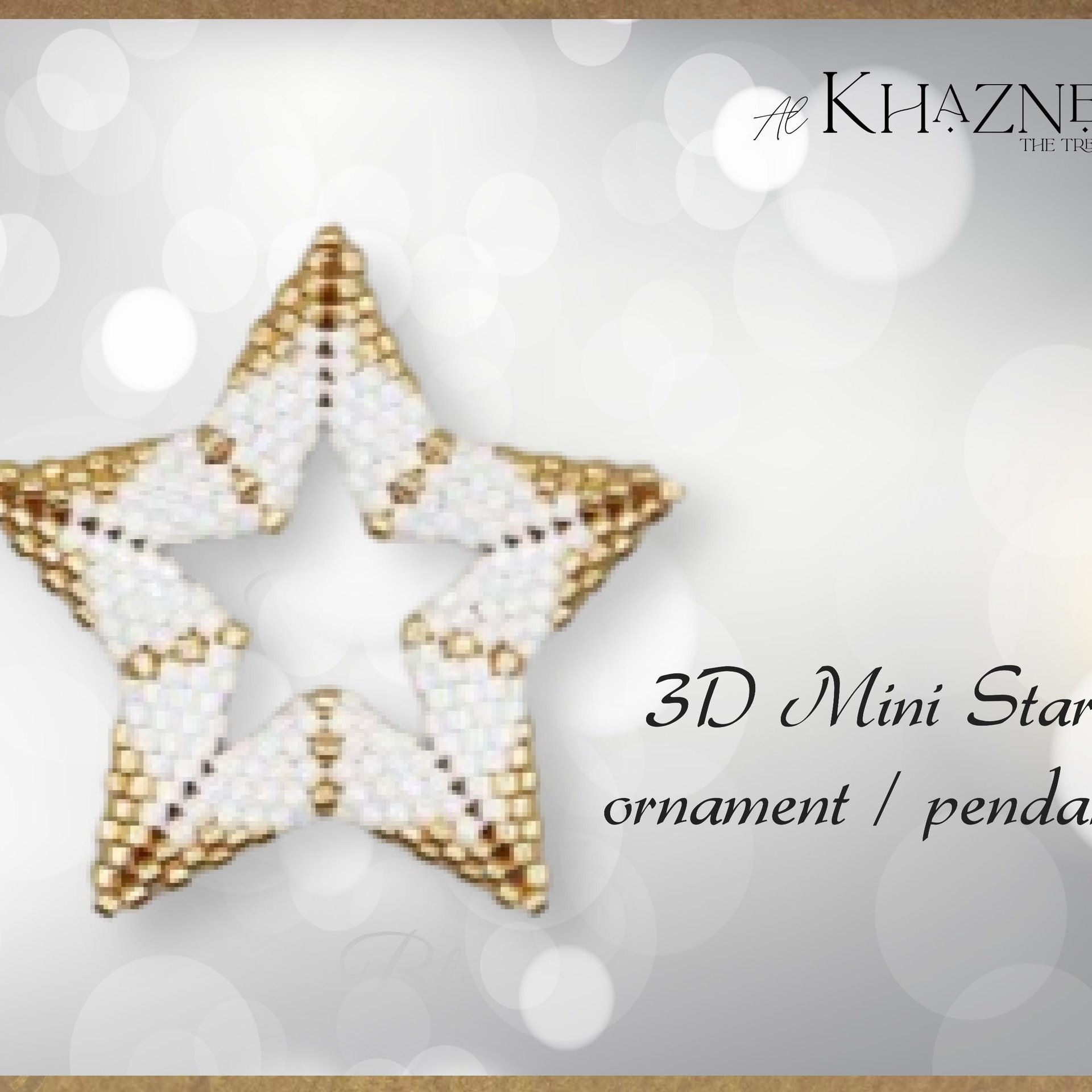 3D Mini Star Ornament / Pendant with bail PATTERN