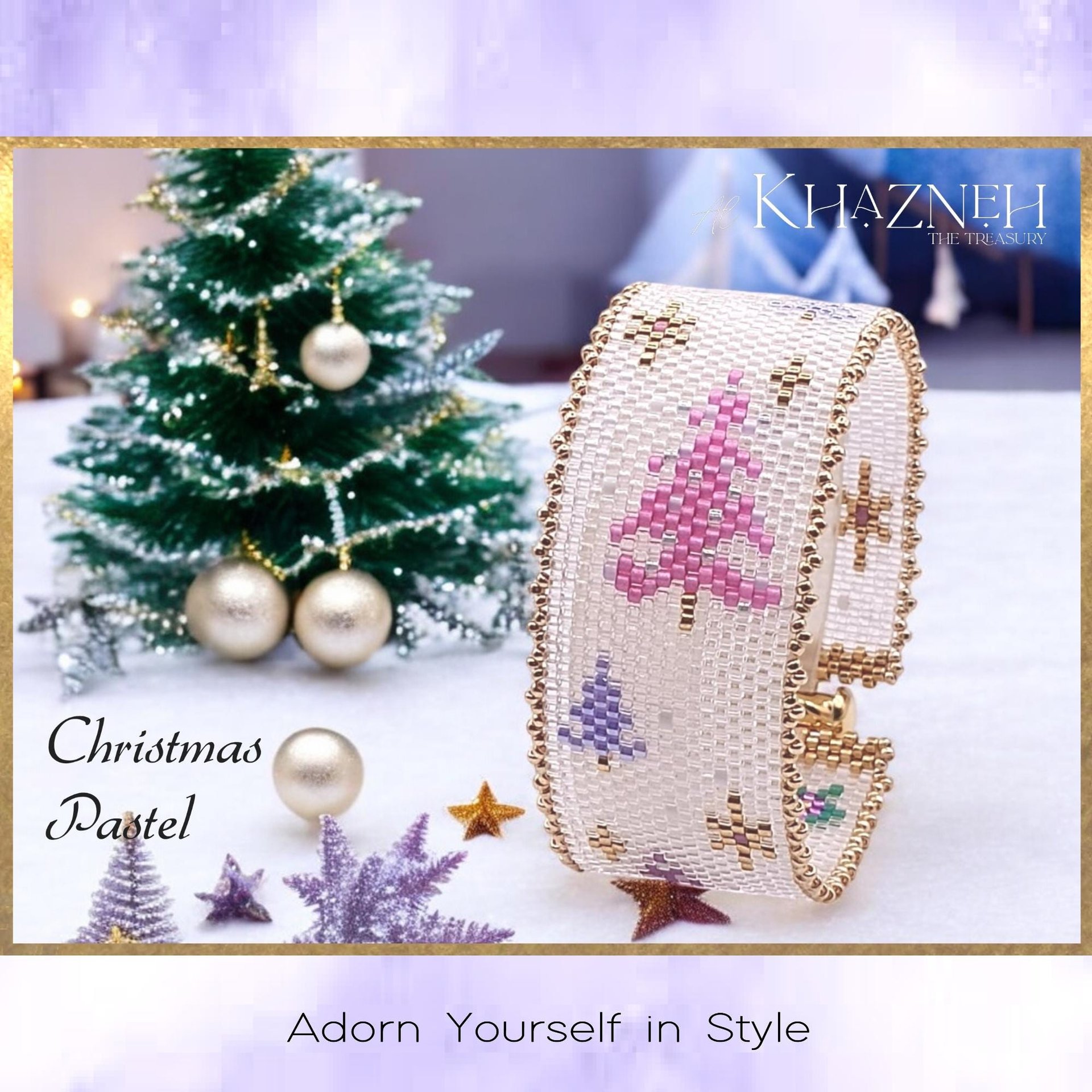 EVEN Peyote Bracelet Pattern "CHRISTMAS PASTEL"