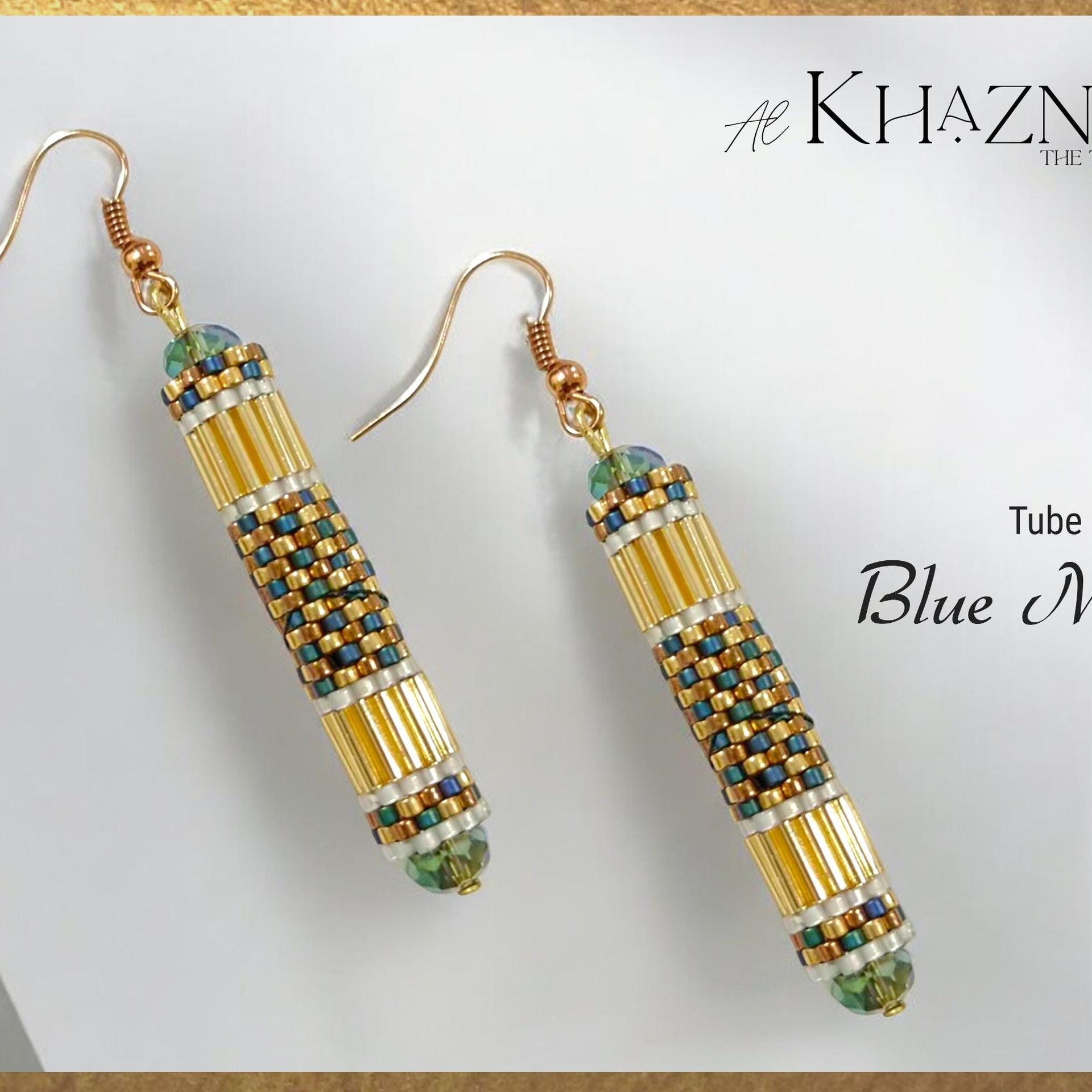BLUE MOON - Even Peyote Tube Earrings
