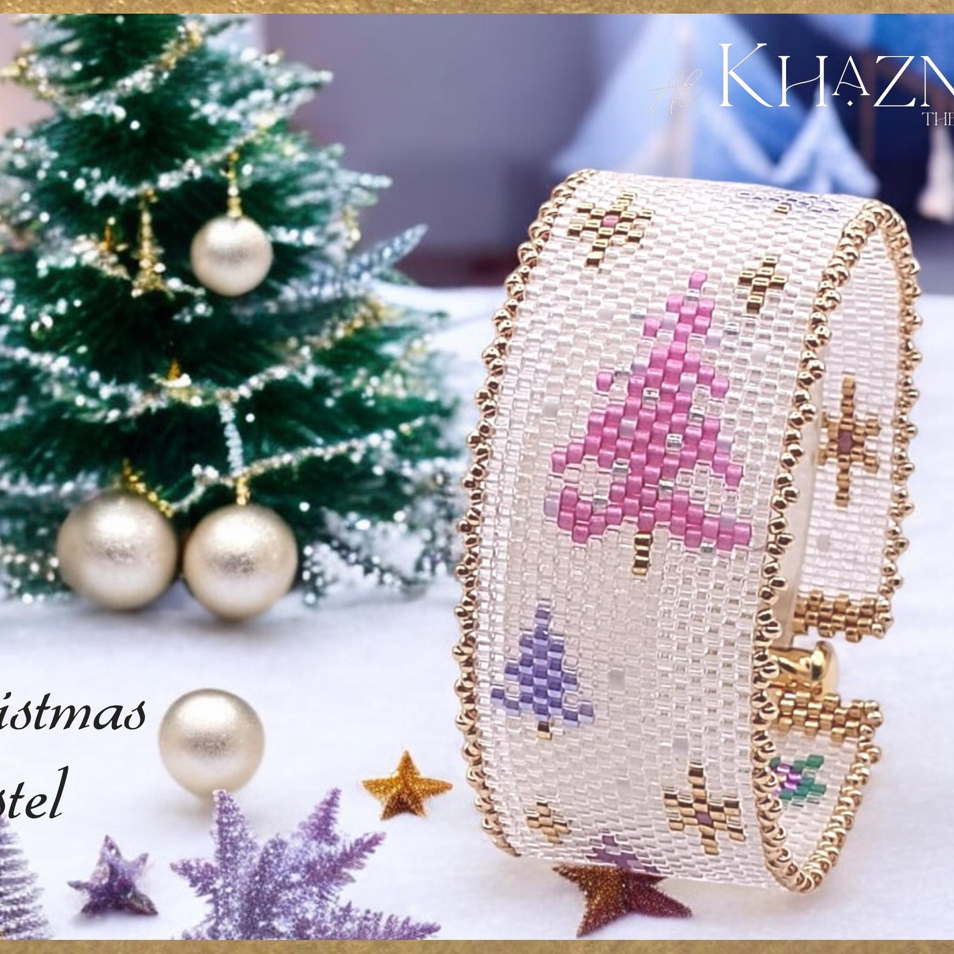 EVEN Peyote Bracelet Pattern "CHRISTMAS PASTEL"