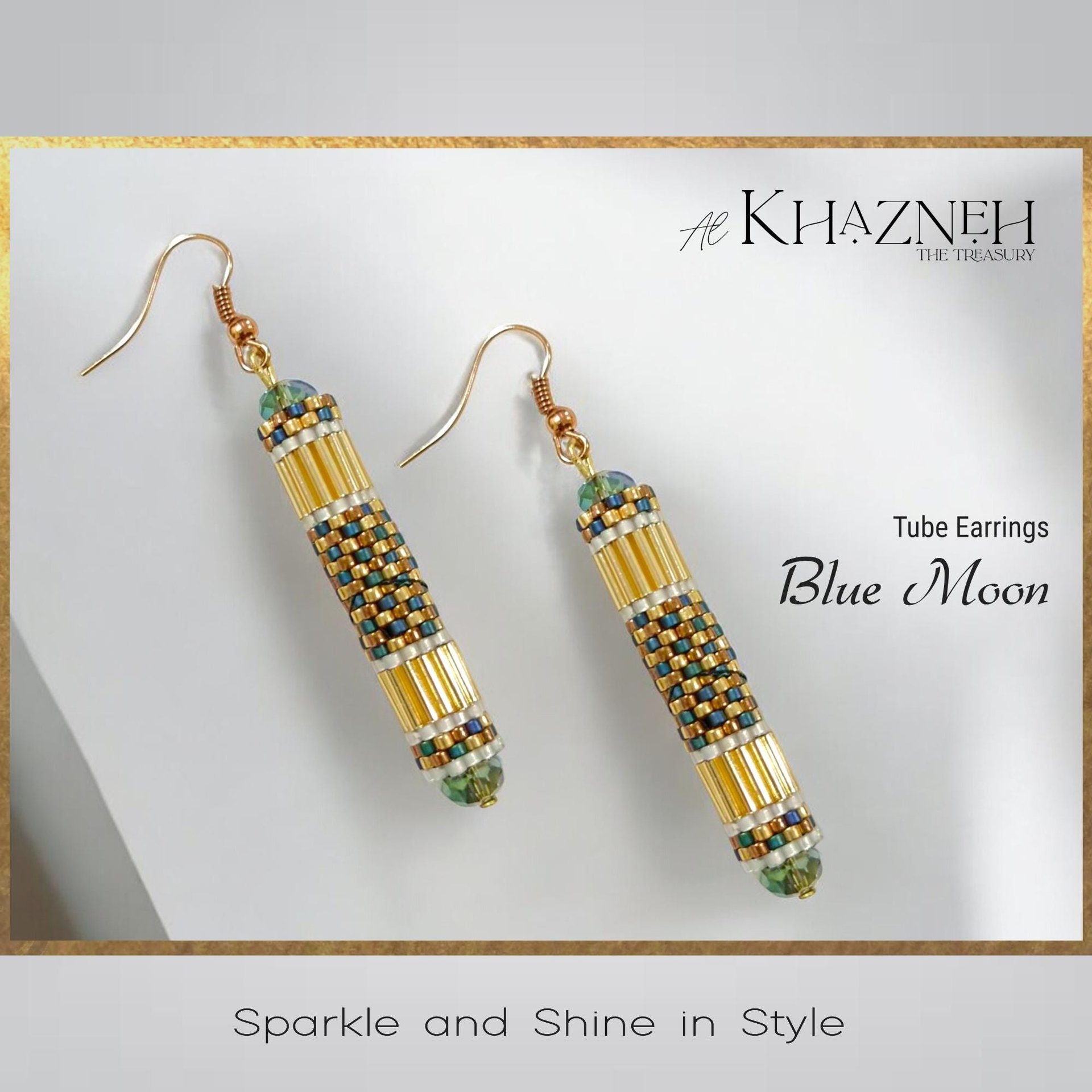 BLUE MOON - Even Peyote Tube Earrings
