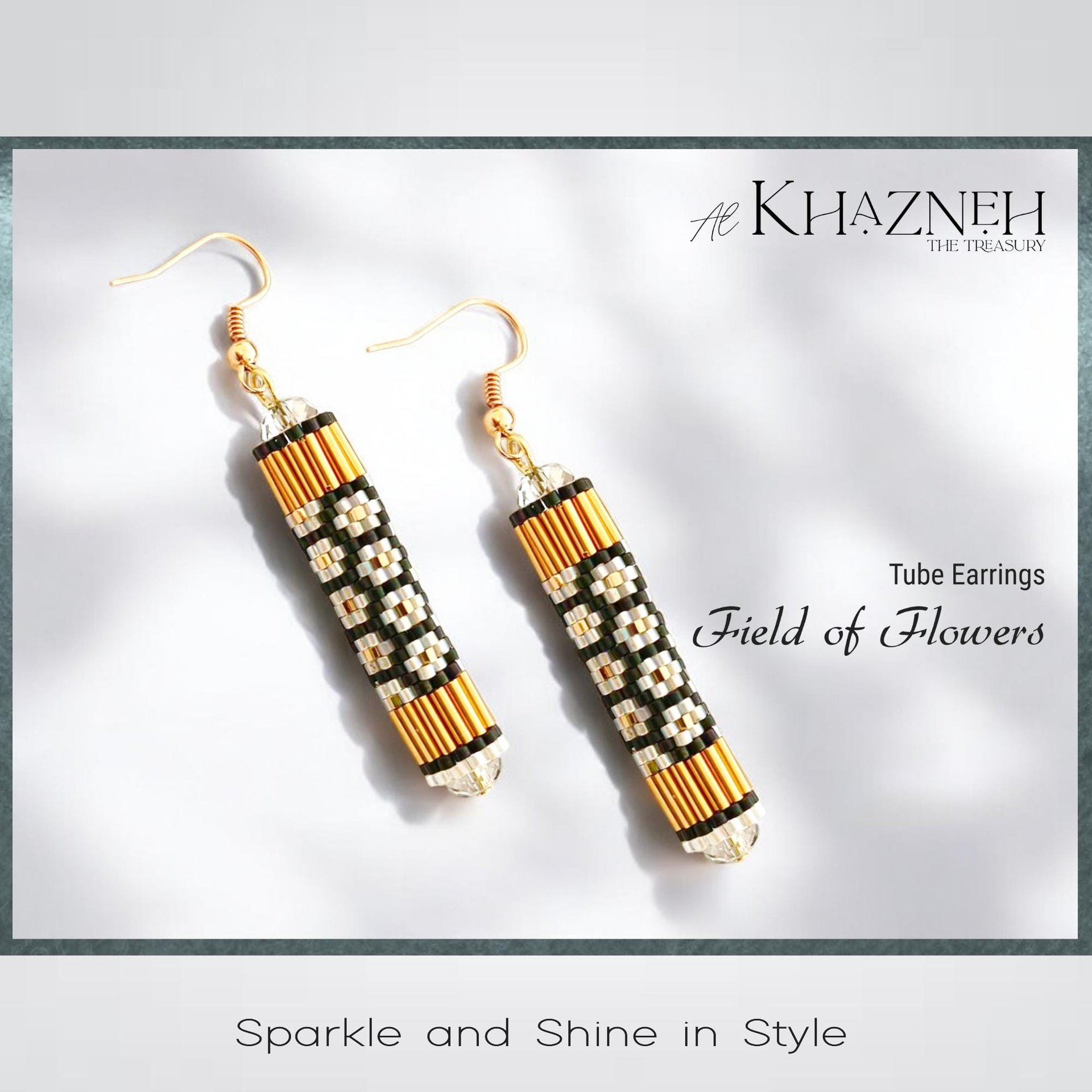 FIELD of FLOWERS - Even Peyote Tube Earrings Pattern