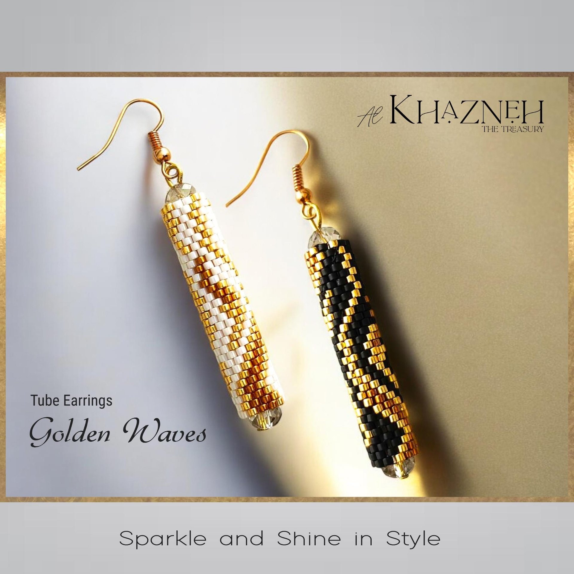 GOLDEN WAVES - Even Peyote Tube Earrings Pattern