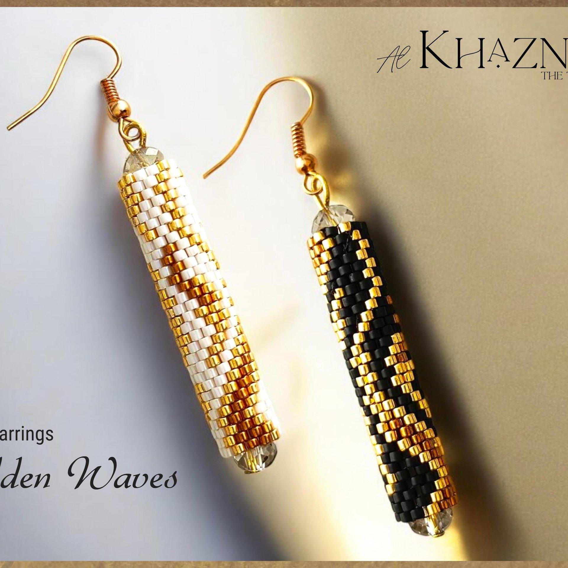 GOLDEN WAVES - Even Peyote Tube Earrings Pattern