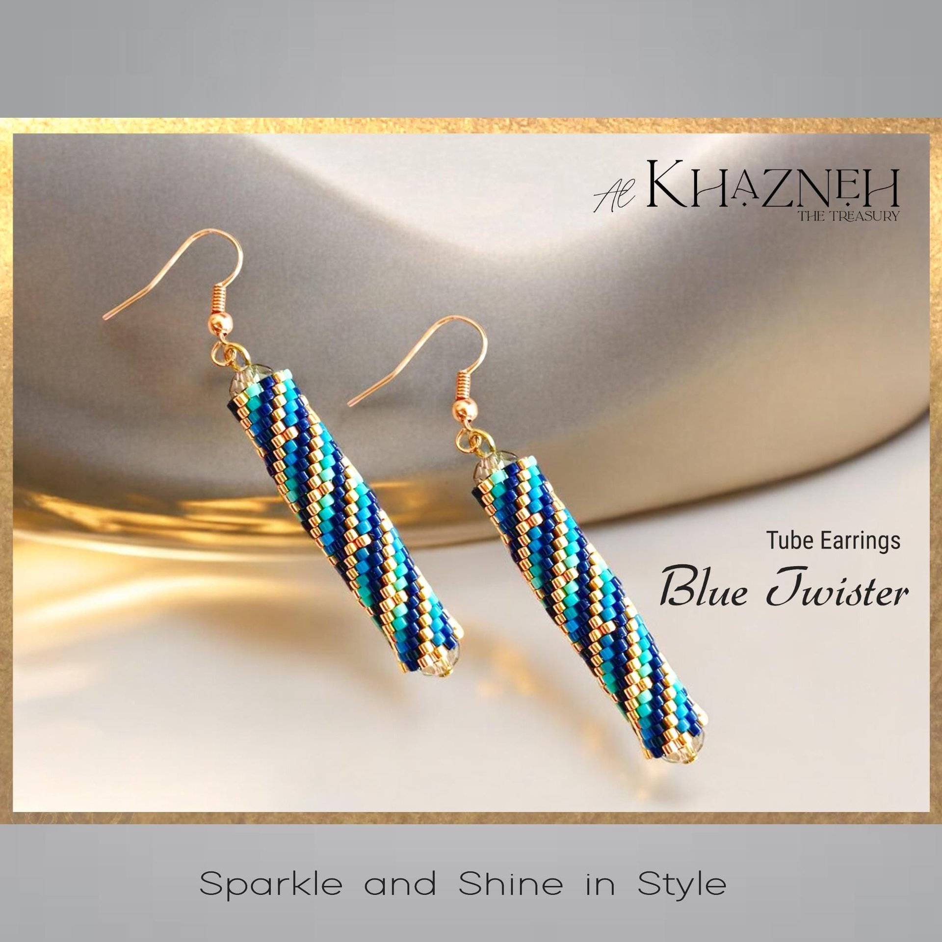 BLUE TWISTER - Even Peyote Tube Earrings Pattern