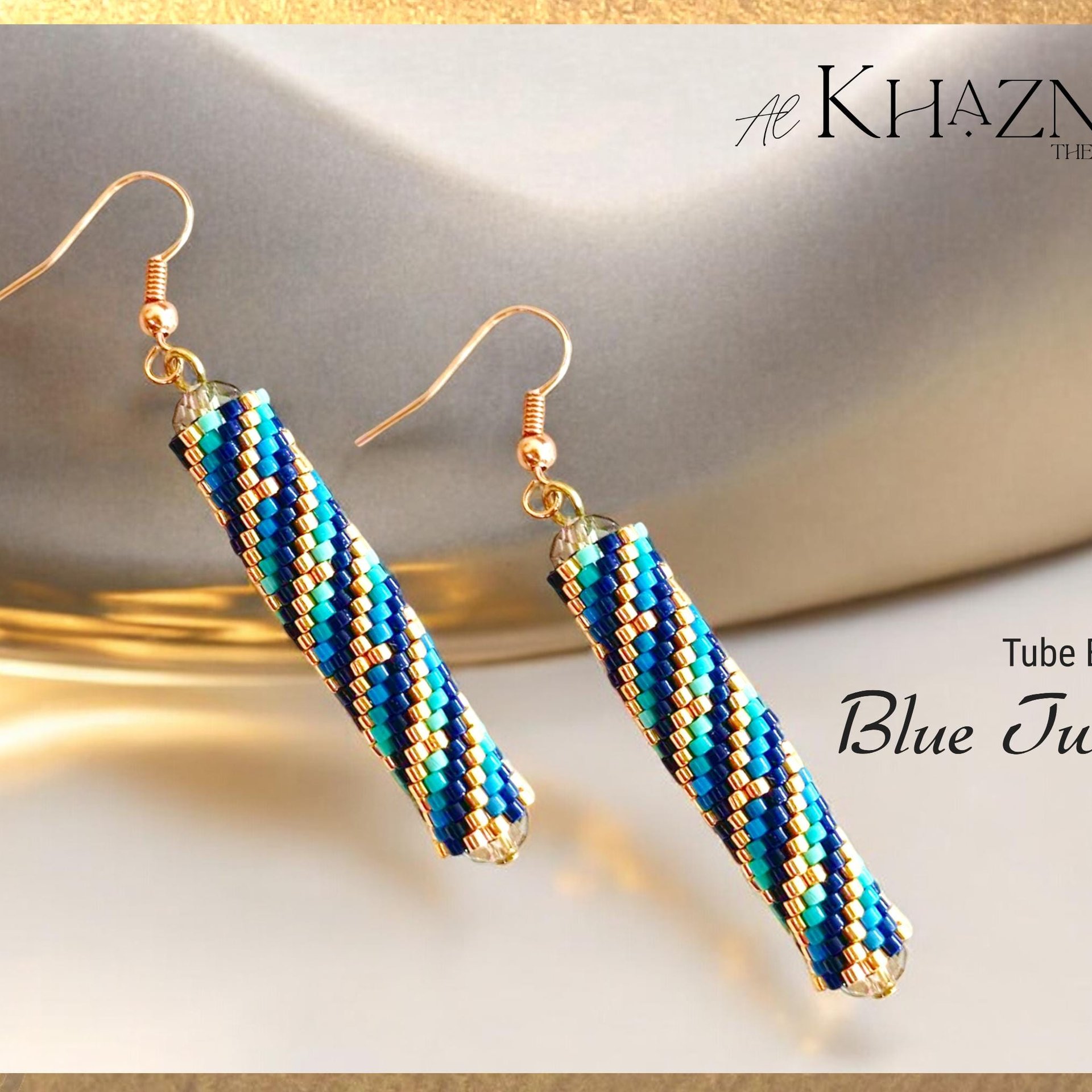 BLUE TWISTER - Even Peyote Tube Earrings Pattern