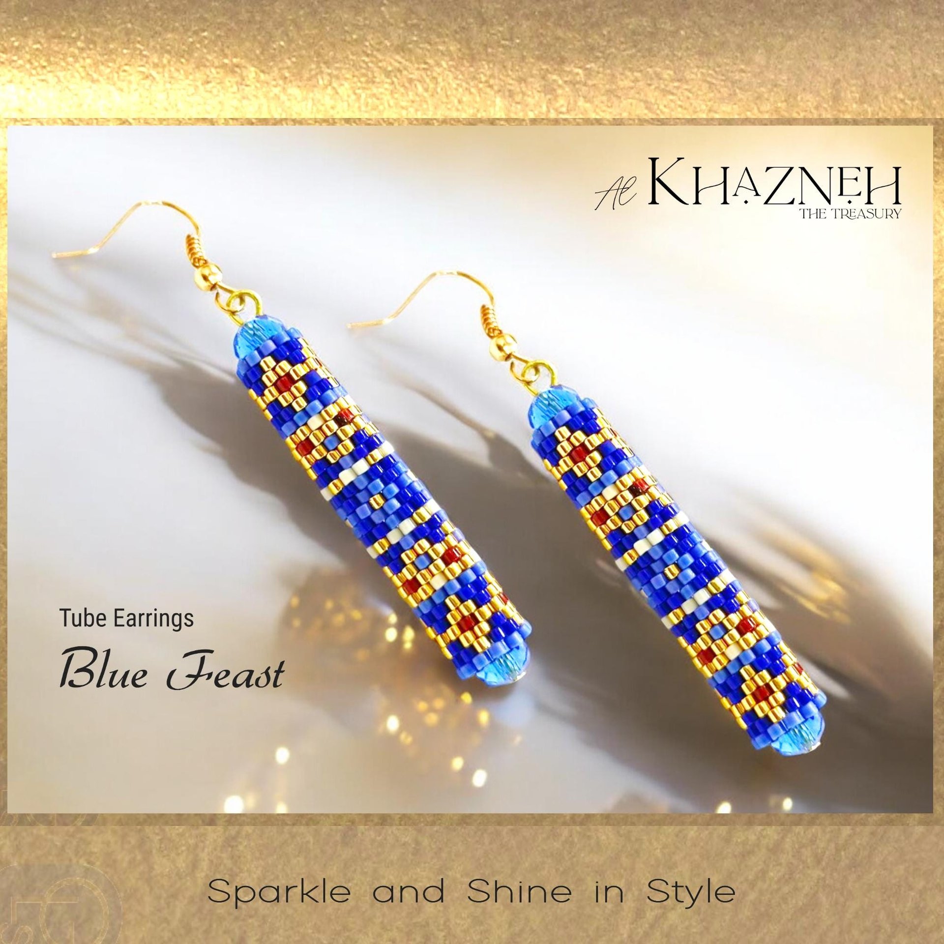 BLUE FEAST - Odd Peyote Tube Earrings Pattern