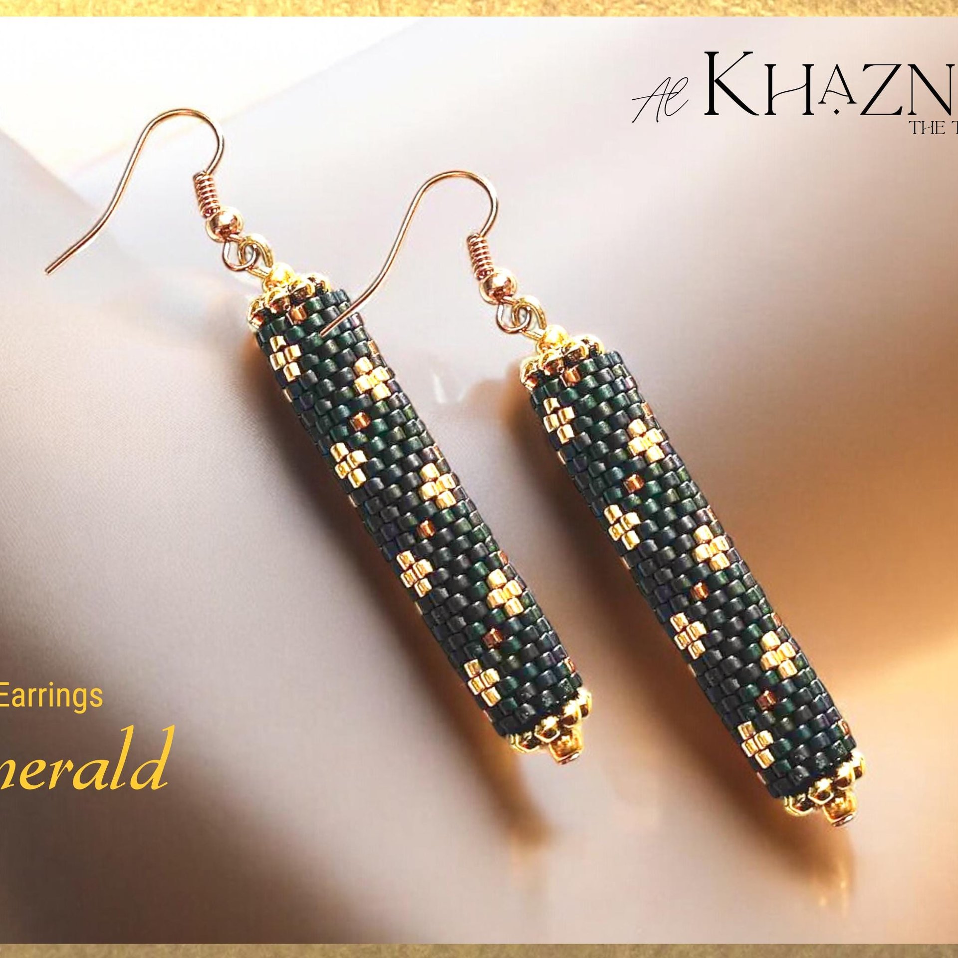 EMERALD - Even Peyote Tube Earrings Pattern