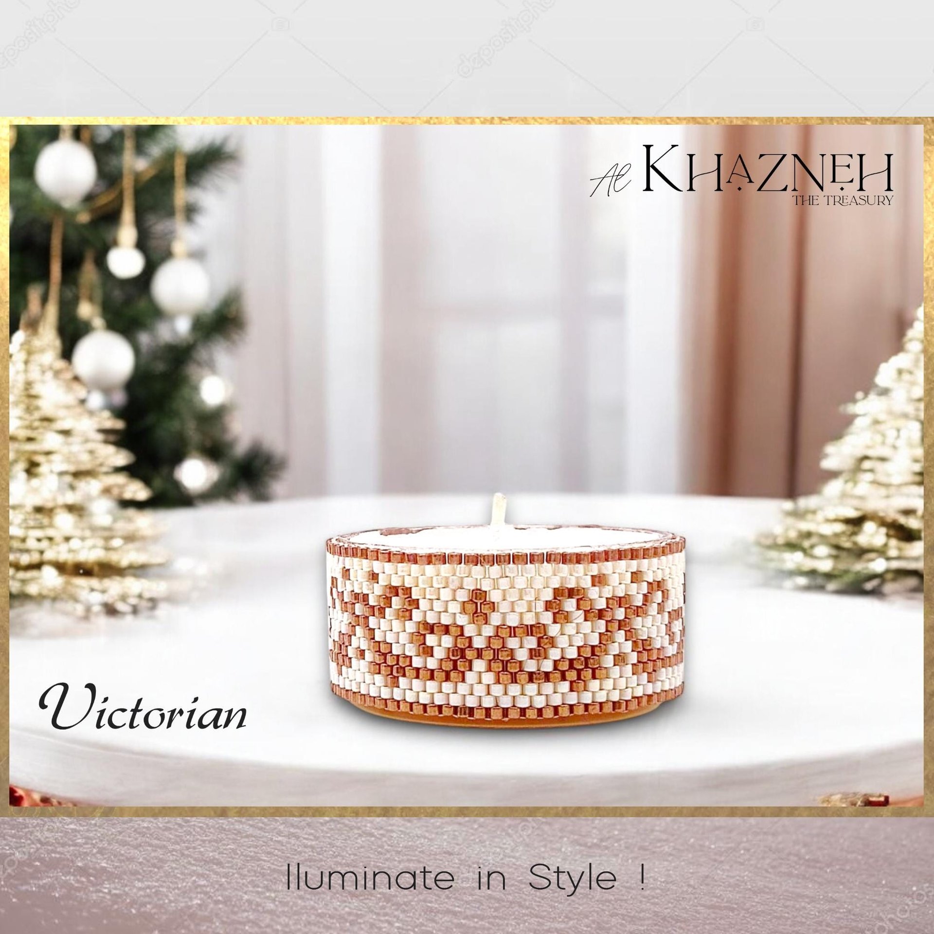 Tealight Cover - Even Peyote Stitch - "VICTORIAN"