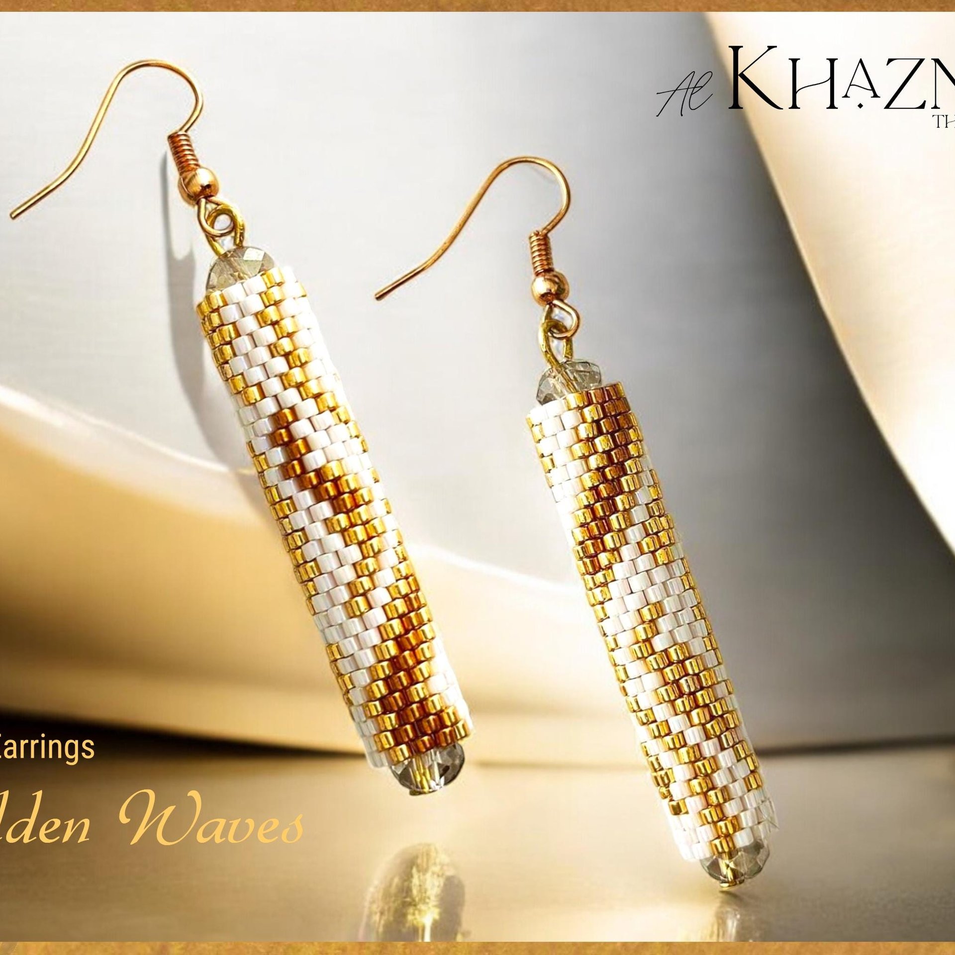 GOLDEN WAVES - Even Peyote Tube Earrings Pattern