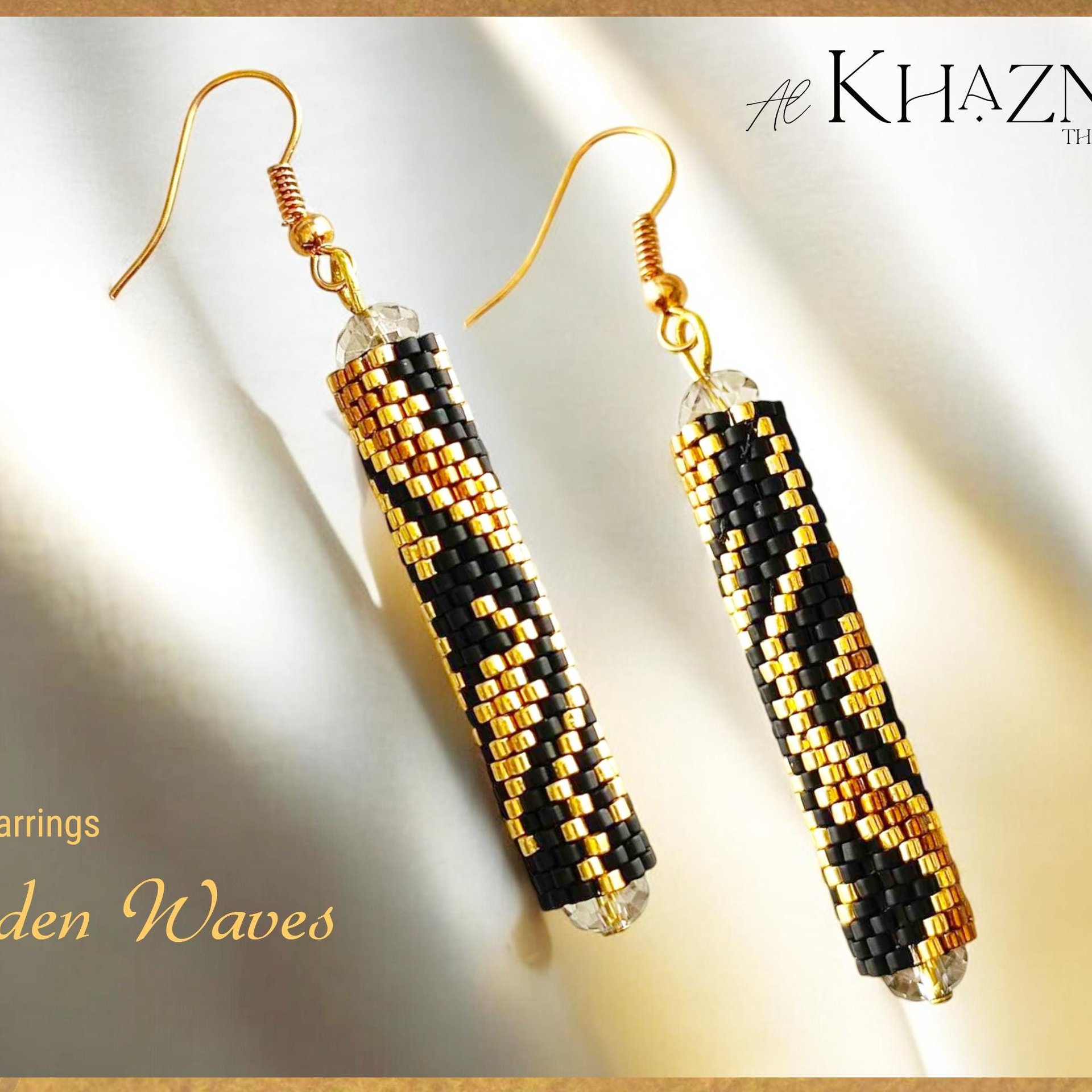 GOLDEN WAVES - Even Peyote Tube Earrings Pattern