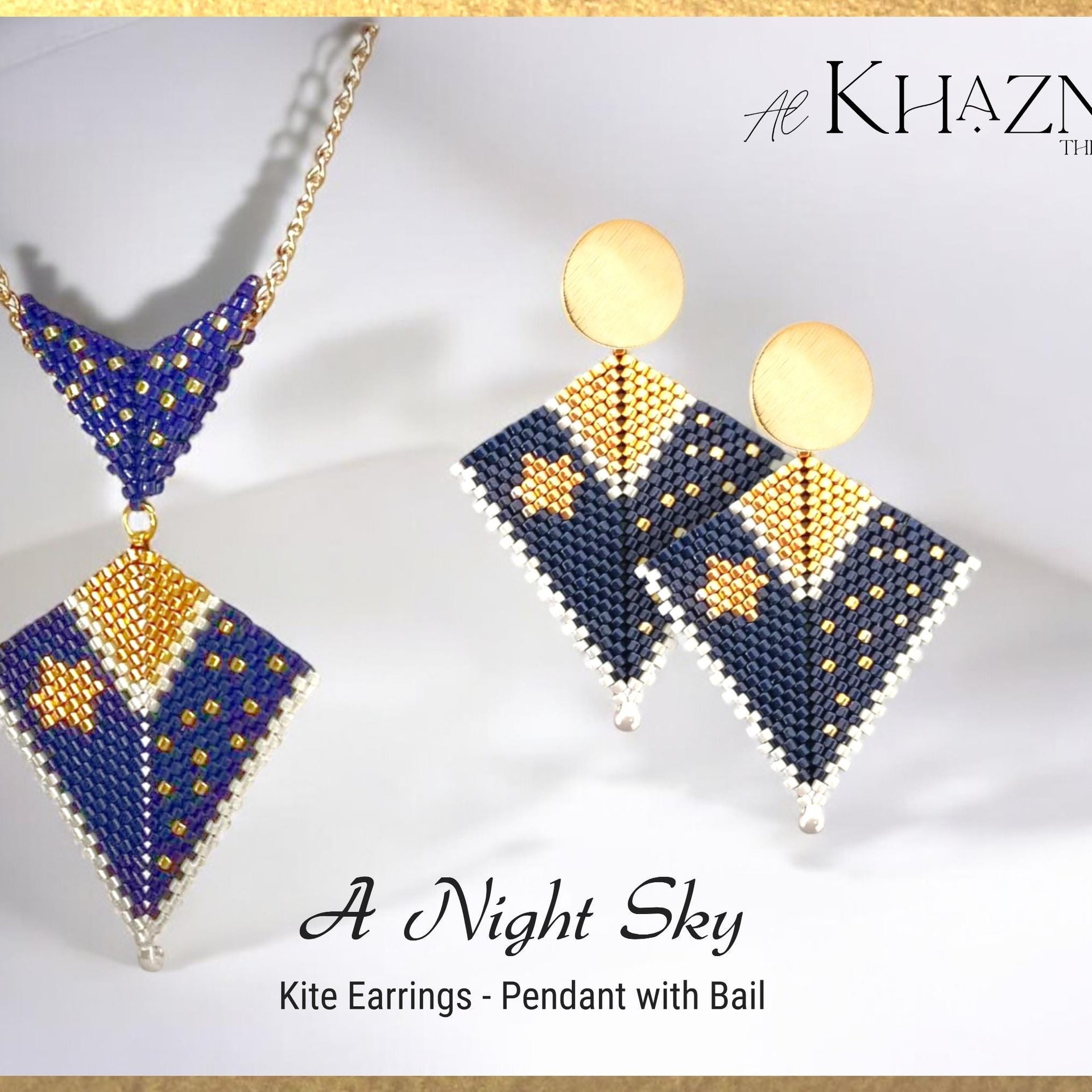 A NIGHT SKY - Earrings and Pendant with Bail Pattern