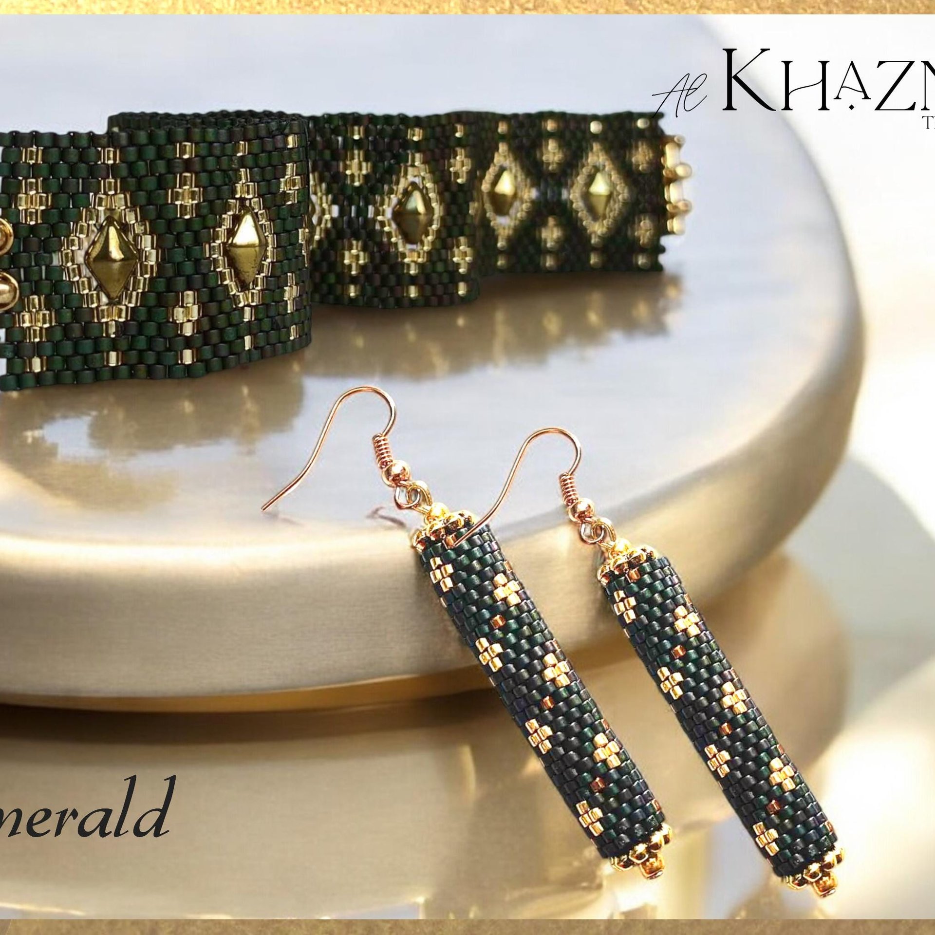 EMERALD - Even Peyote Tube Earrings Pattern