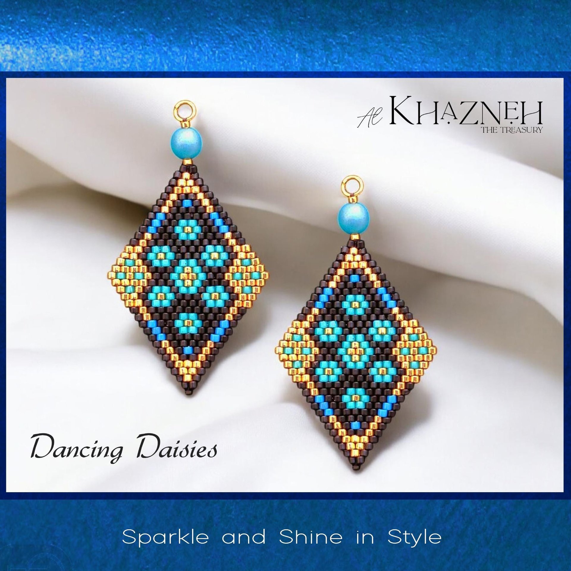 Brick Stitch Earrings DANCING DAISIES