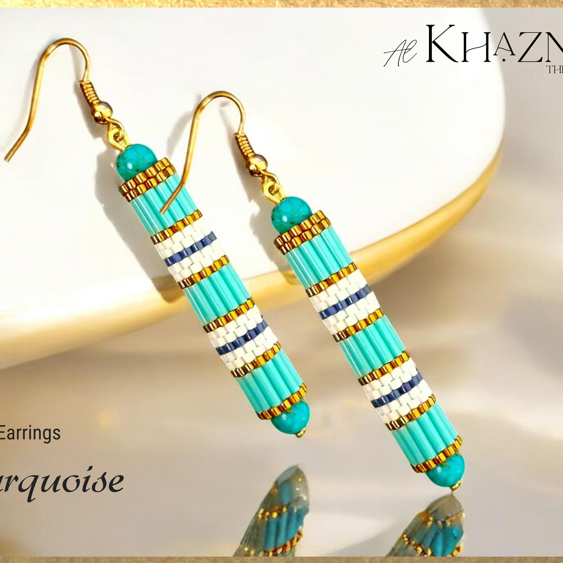 TURQUOISE - Even Peyote Tube Earrings Pattern