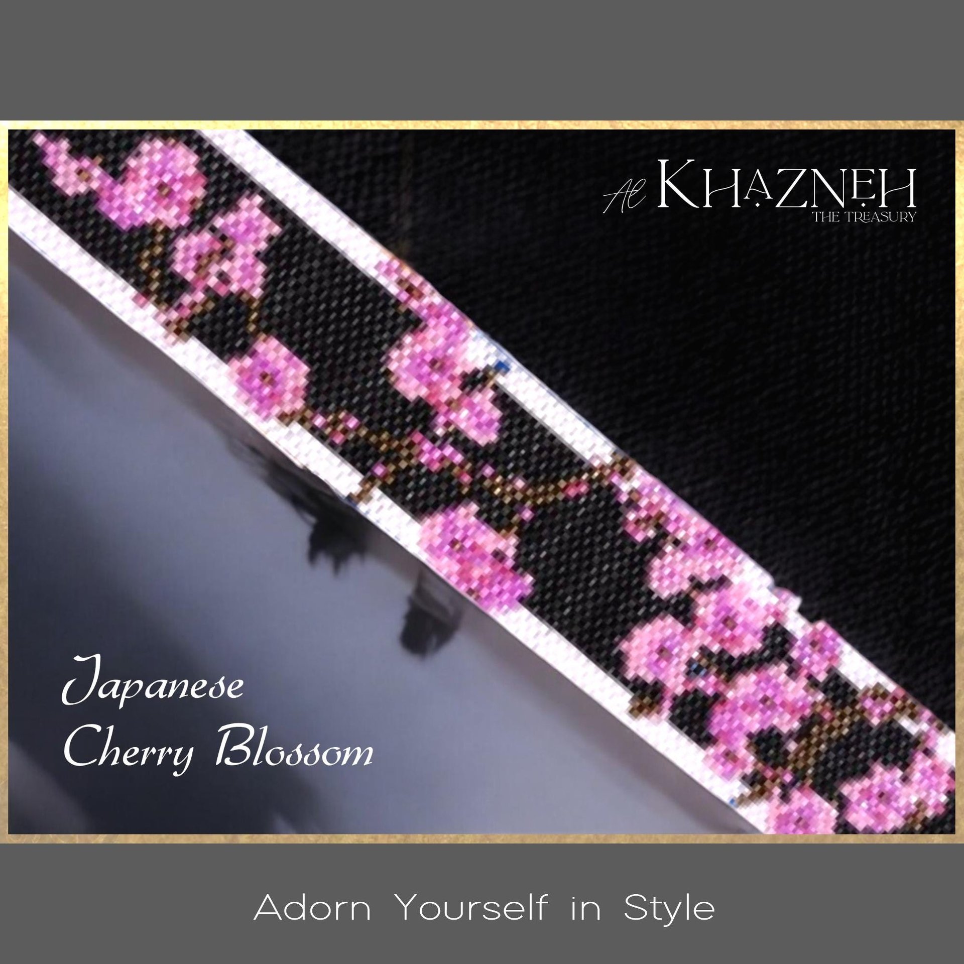 Even Peyote bracelet Pattern "JAPANESE CHERRY BLOSSOM