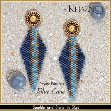 Peyote Earring Pattern "BLUE LANE"