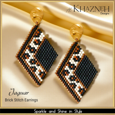Brick Stitch Earrings Pattern JAGUAR