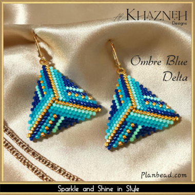 Triangle Earrings Pattern OMBRE BLUE DELTA