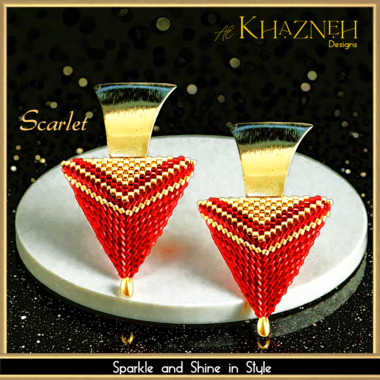 3D Peyote Triangle Earrings 'SCARLET'
